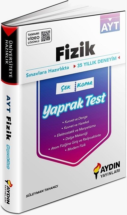 Aydın Yayınları AYT Fizik Çek Kopar Yaprak Test Aydın Yayınları AYT Fizik Çek Kopar Yaprak Test