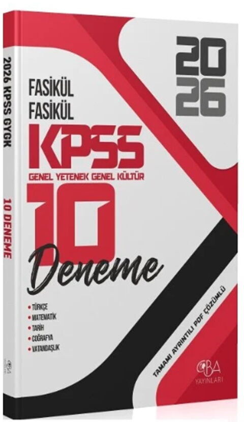 CBA Yayınları 2026 KPSS Genel Yetenek Genel Kültür 10 Deneme CBA Yayınları 2026 KPSS Genel Yetenek Genel Kültür 10 Deneme