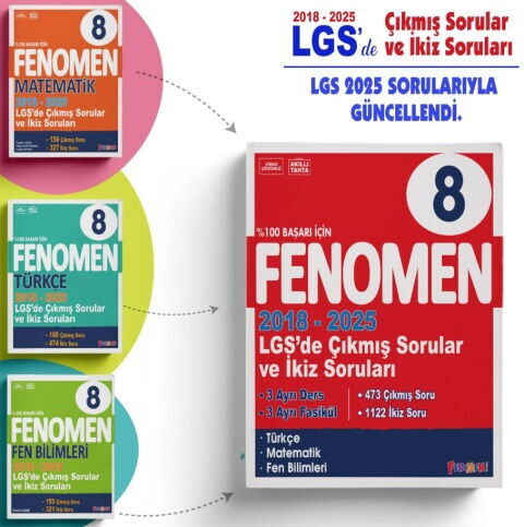 Fenomen Okul Yayınları 8. Sınıf LGS Çıkmış Sorular ve İkiz Soruları Seti 2018 2025 Fenomen Okul Yayınları 8. Sınıf LGS Çıkmış Sorular ve İkiz Soruları Seti 2018 2025
