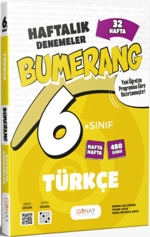 Günay Yayınları 6. Sınıf Türkçe Bumerang 32 Haftalık Denemeleri Günay Yayınları 6. Sınıf Türkçe Bumerang 32 Haftalık Denemeleri
