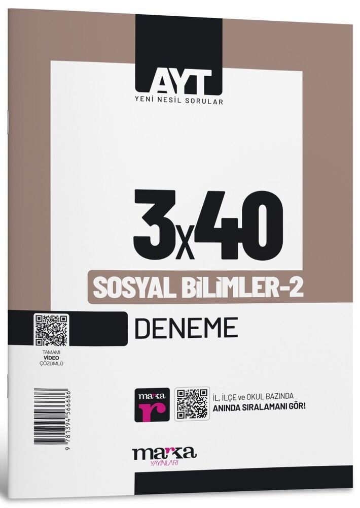 Marka Yayınları AYT Sosyal Bilimler 2 3×40 Tamamı Video Çözümlü Deneme Marka Yayınları AYT Sosyal Bilimler 2 3×40 Tamamı Video Çözümlü Deneme