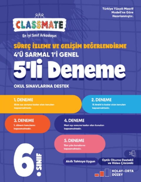 Okyanus Yayınları 6. Sınıf Classmate Süreç İzleme Ve Gelişim Değerlendirme 5 li Deneme Okyanus Yayınları 6. Sınıf Classmate Süreç İzleme Ve Gelişim Değerlendirme 5 li Deneme