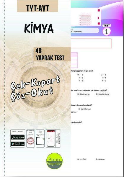 Pano Yayınları TYT AYT Kimya 48 Yaprak Test Pano Yayınları TYT AYT Kimya 48 Yaprak Test