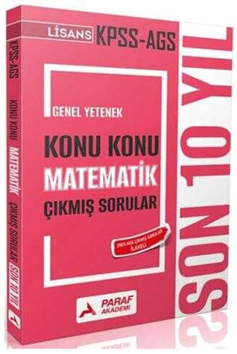 Paraf Akademi 2026 KPSS MEB AGS Lisans Matematik Son 10 Yıl Konu Konu Çıkmış Sorular Paraf Akademi 2026 KPSS MEB AGS Lisans Matematik Son 10 Yıl Konu Konu Çıkmış Sorular