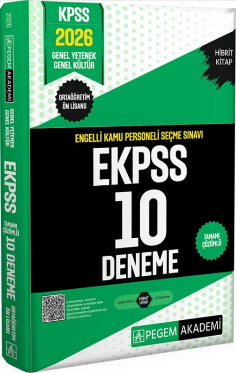 Pegem Yayınları 2026 E KPSS Engelli Kamu Personeli Seçme Sınavı Tamamı Çözümlü 10 Deneme Pegem Yayınları 2026 E KPSS Engelli Kamu Personeli Seçme Sınavı Tamamı Çözümlü 10 Deneme
