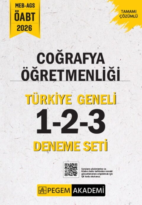 Pegem Yayınları 2026 MEB AGS ÖABT Coğrafya Öğretmenliği Tamamı Çözümlü Türkiye Geneli 1-2-3 Deneme Seti Pegem Yayınları 2026 MEB AGS ÖABT Coğrafya Öğretmenliği Tamamı Çözümlü Türkiye Geneli 1-2-3 Deneme Seti