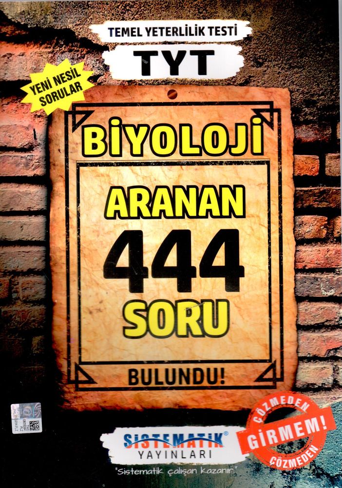 Sistematik Yayınları TYT Biyoloji 444 Aranan Soru Sistematik Yayınları TYT Biyoloji 444 Aranan Soru