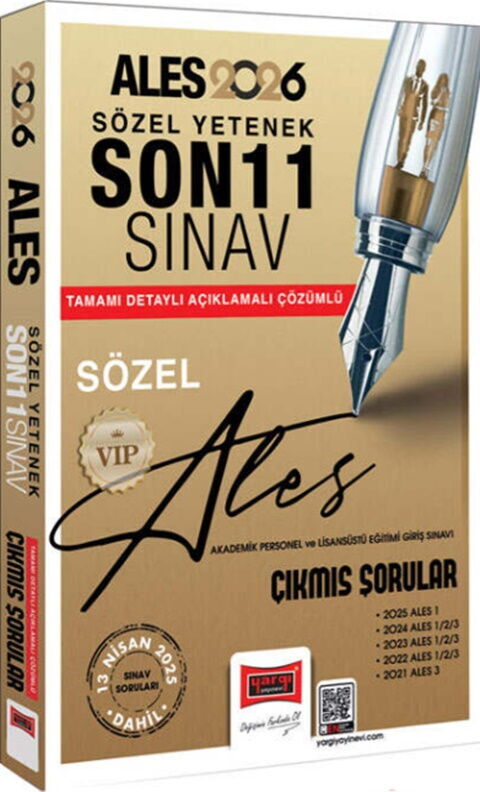 Yargı Yayınları 2026 ALES VIP Sözel Yetenek Son 11 Sınav Çıkmış Sorular Yargı Yayınları 2026 ALES VIP Sözel Yetenek Son 11 Sınav Çıkmış Sorular