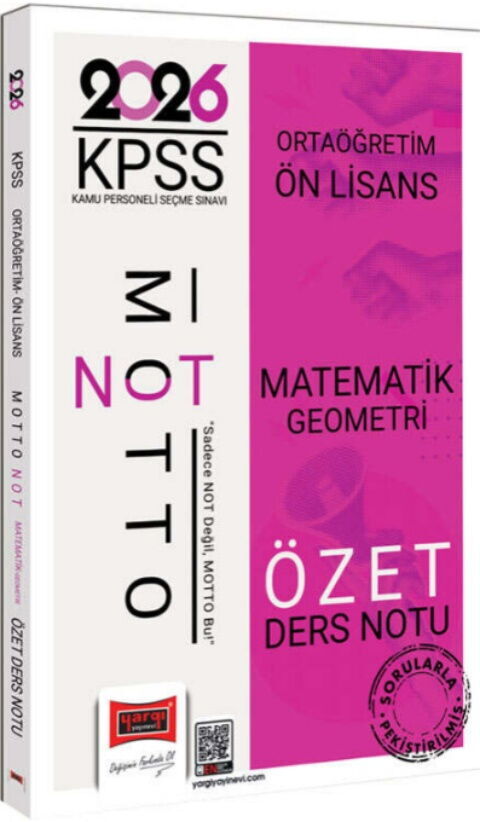 Yargı Yayınları 2026 KPSS Ortaöğretim Ön Lisans Motto Serisi Matematik-Geometri Özet Ders Notu Yargı Yayınları 2026 KPSS Ortaöğretim Ön Lisans Motto Serisi Matematik-Geometri Özet Ders Notu