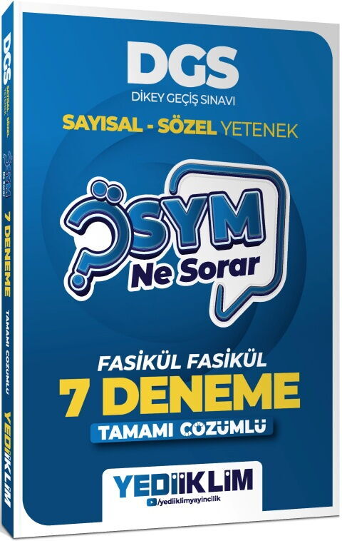 Yediiklim 2027 DGS Sayısal Sözel Yetenek ÖSYM Ne Sorar Tamamı Çözümlü Fasikül 7 Deneme Yediiklim 2027 DGS Sayısal Sözel Yetenek ÖSYM Ne Sorar Tamamı Çözümlü Fasikül 7 Deneme