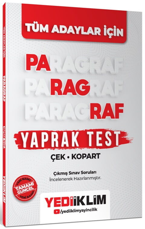 Yediiklim Yayınları Tüm Adaylar İçin Paragraf Çek Kopart Yaprak Test Yediiklim Yayınları Tüm Adaylar İçin Paragraf Çek Kopart Yaprak Test